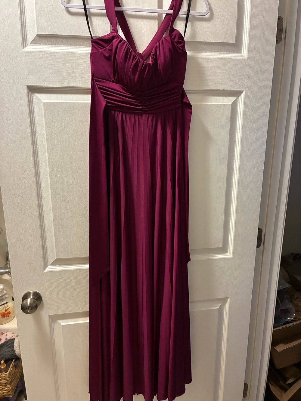 Speechless Raspberry Ruched Halter Evening Dress vibrant halter straps, A-line